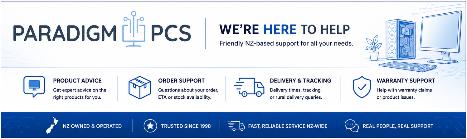 Paradigm PCs contact support banner