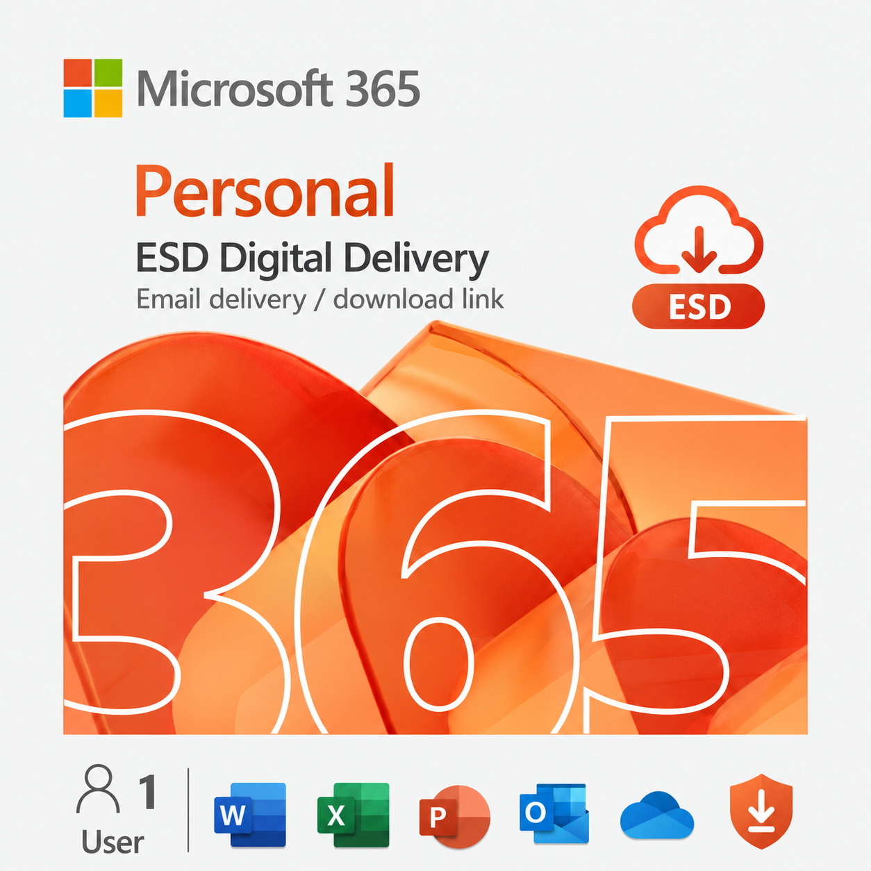 Microsoft 365 Personal subscription licence (1 year) 1 Software logo Front 68050